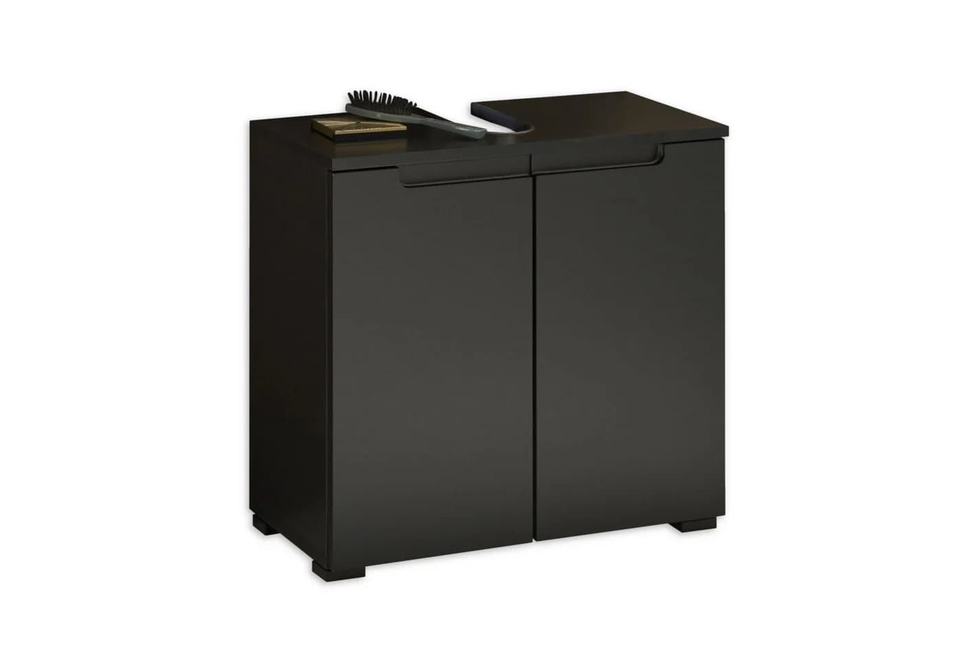 PREISBRECHER Waschbeckenunterschrank Spice Schwarz Matt 2 Türen - Bild 2