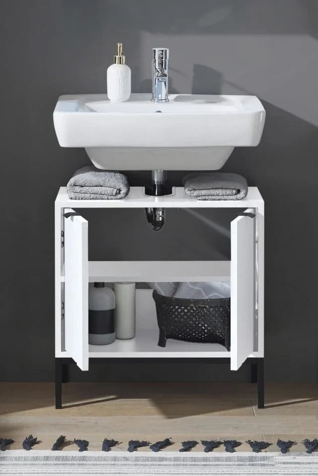 PREISBRECHER Waschbeckenunterschrank Lucera Weiß Loft-Stil