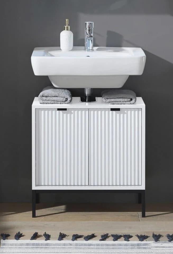 PREISBRECHER Waschbeckenunterschrank Lucera Weiß Loft-Stil - Bild 2