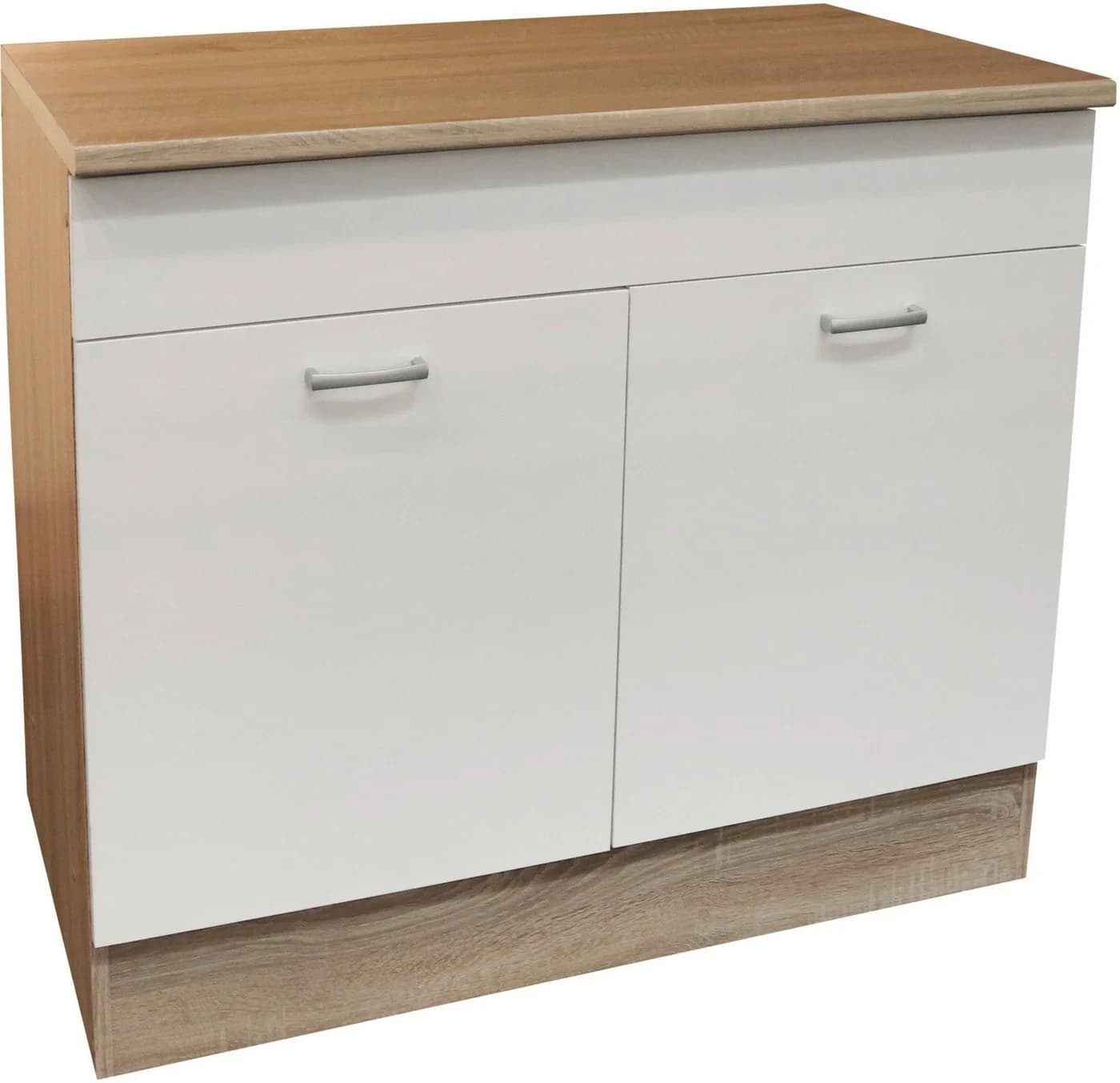 PREISBRECHER Spülenunterschrank Ailina Sonoma-Eiche Weiß
