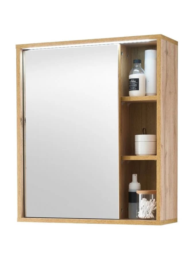 PREISBRECHER Badezimmerspiegelschrank Greece Wotan Eiche Optik mit LED - Bild 2