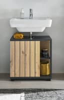 PREISBRECHER Waschbeckenunterschrank Nizza Eiche-Optik Graphit Bild 2