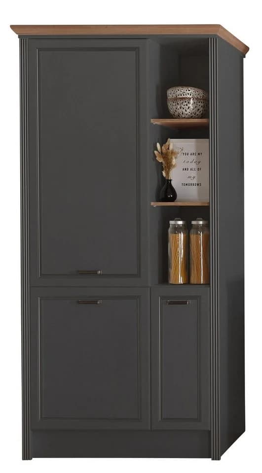 PREISBRECHER Küchenhochschrank Jasmin Anthrazit Eiche Artisan