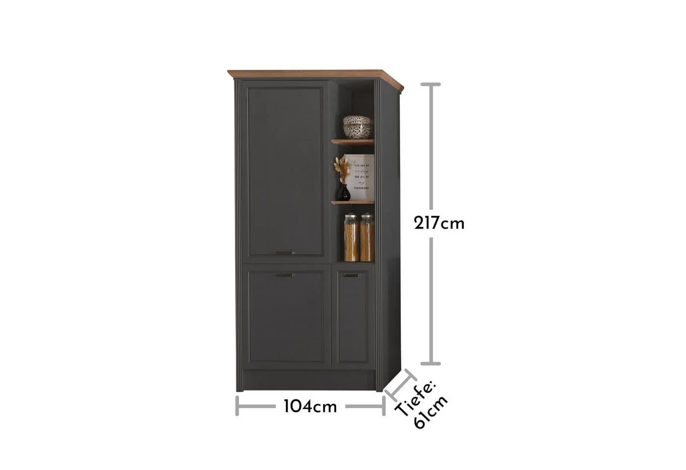 PREISBRECHER Küchenhochschrank Jasmin Anthrazit Eiche Artisan - Bild 3