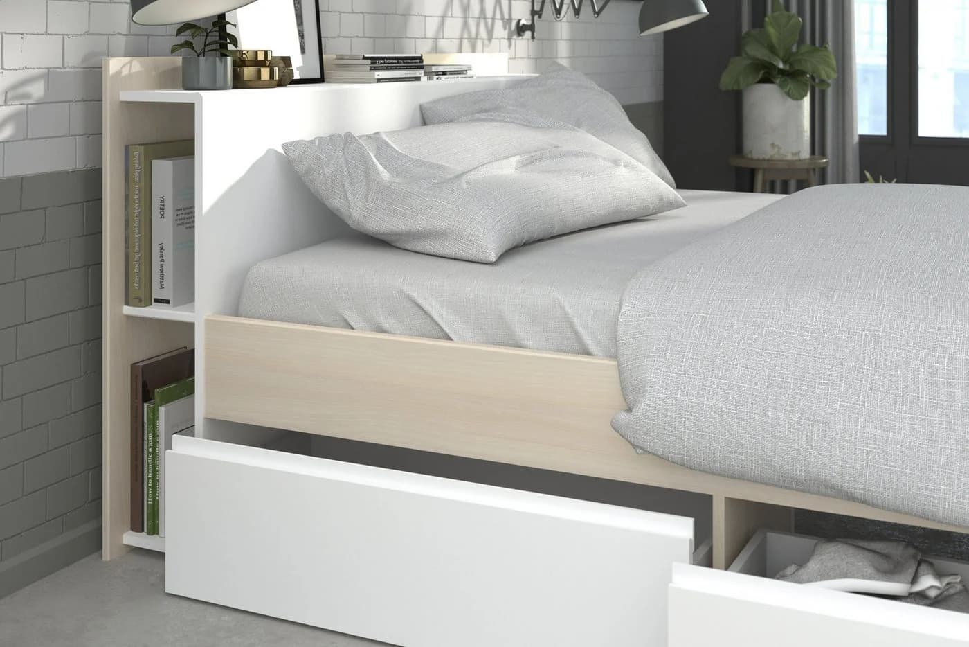 Parisot Stauraumbett Most 5 Weiß Akazie mit Schubkästen - Bild 3