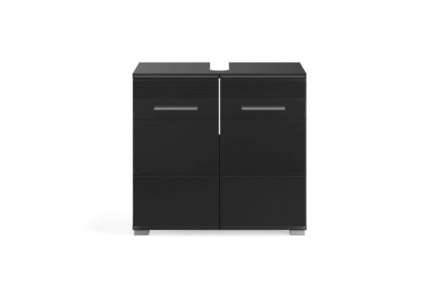 freiraum Waschbeckenunterschrank Linus Schwarz Hochglanz