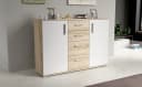 freiraum Sideboard IKOLI 2 Türen 4 Schübe Sonoma Eiche Weiß Bild 1