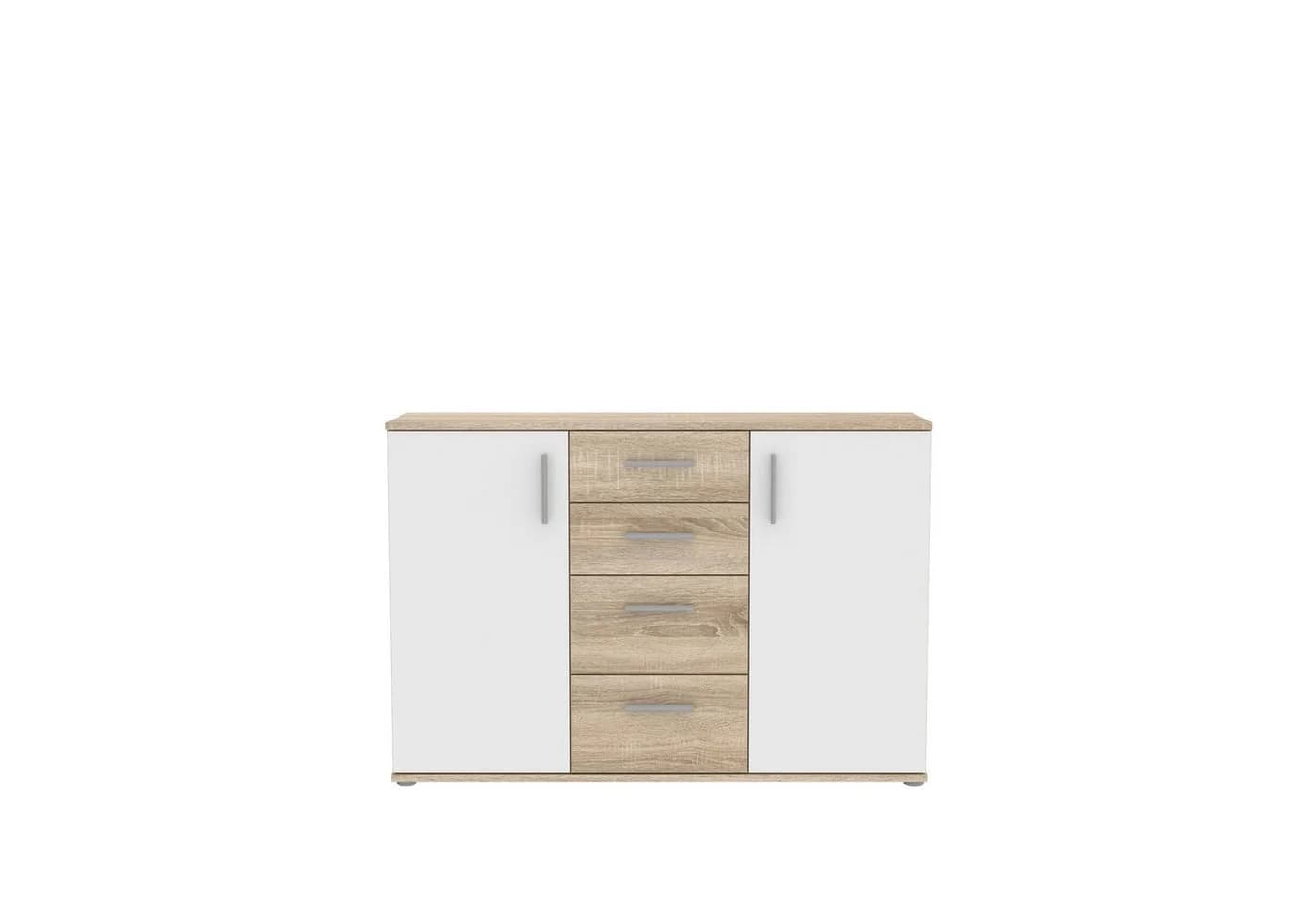 freiraum Sideboard IKOLI 2 Türen 4 Schübe Sonoma Eiche Weiß - Bild 2