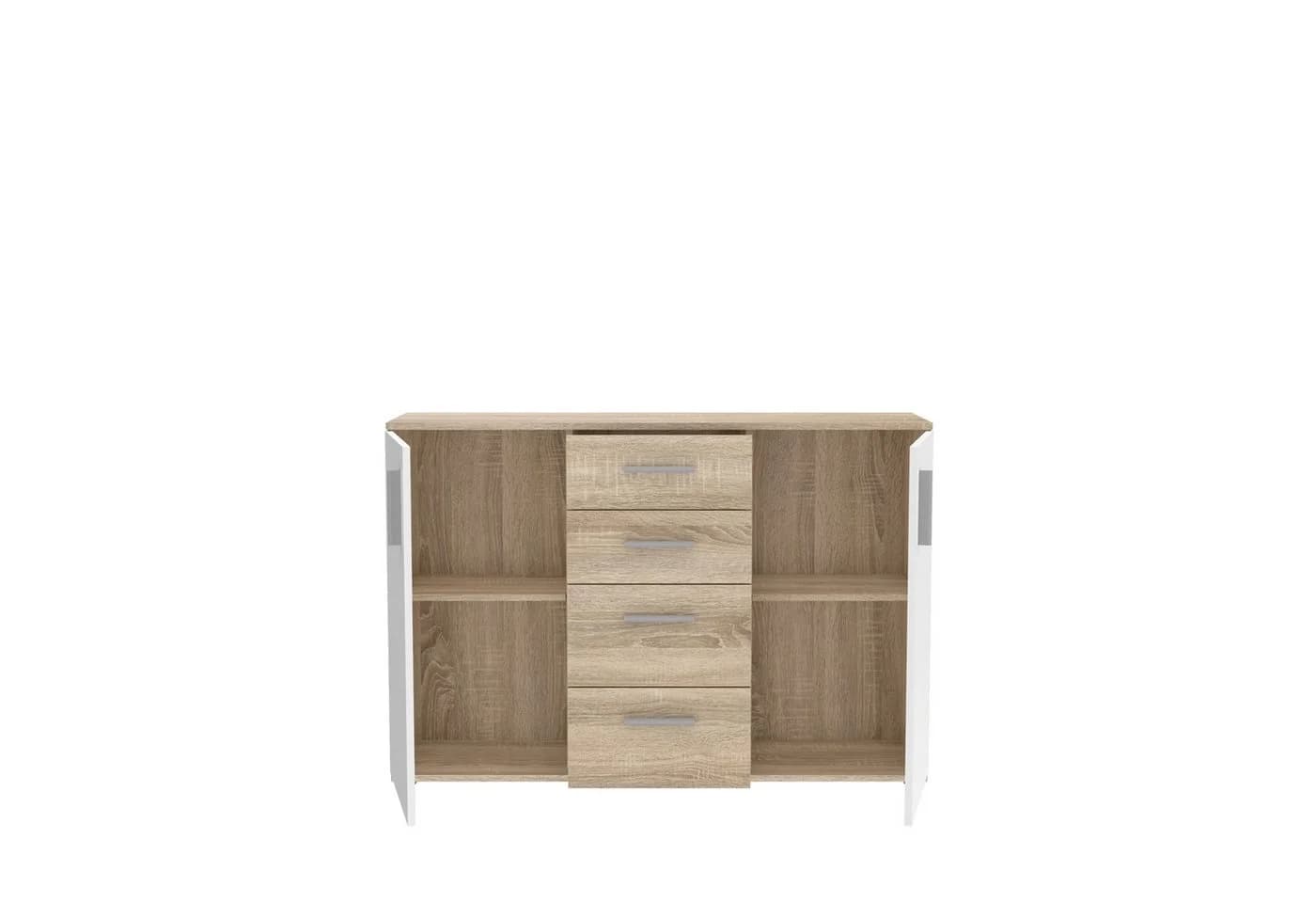 freiraum Sideboard IKOLI 2 Türen 4 Schübe Sonoma Eiche Weiß - Bild 3