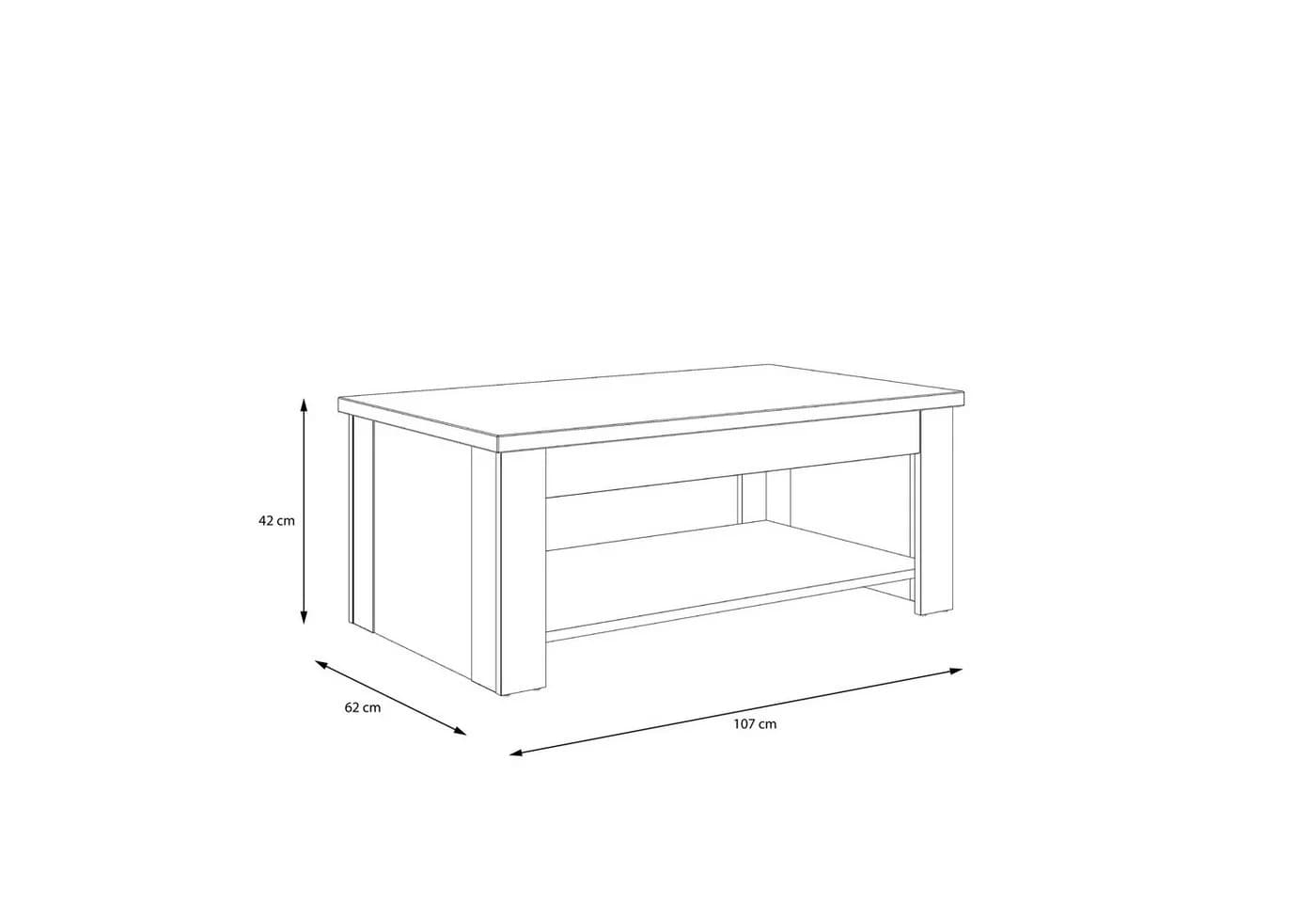 freiraum Couchtisch DURO Aufklappbar Pinie Weiss Eiche Antik - Bild 4