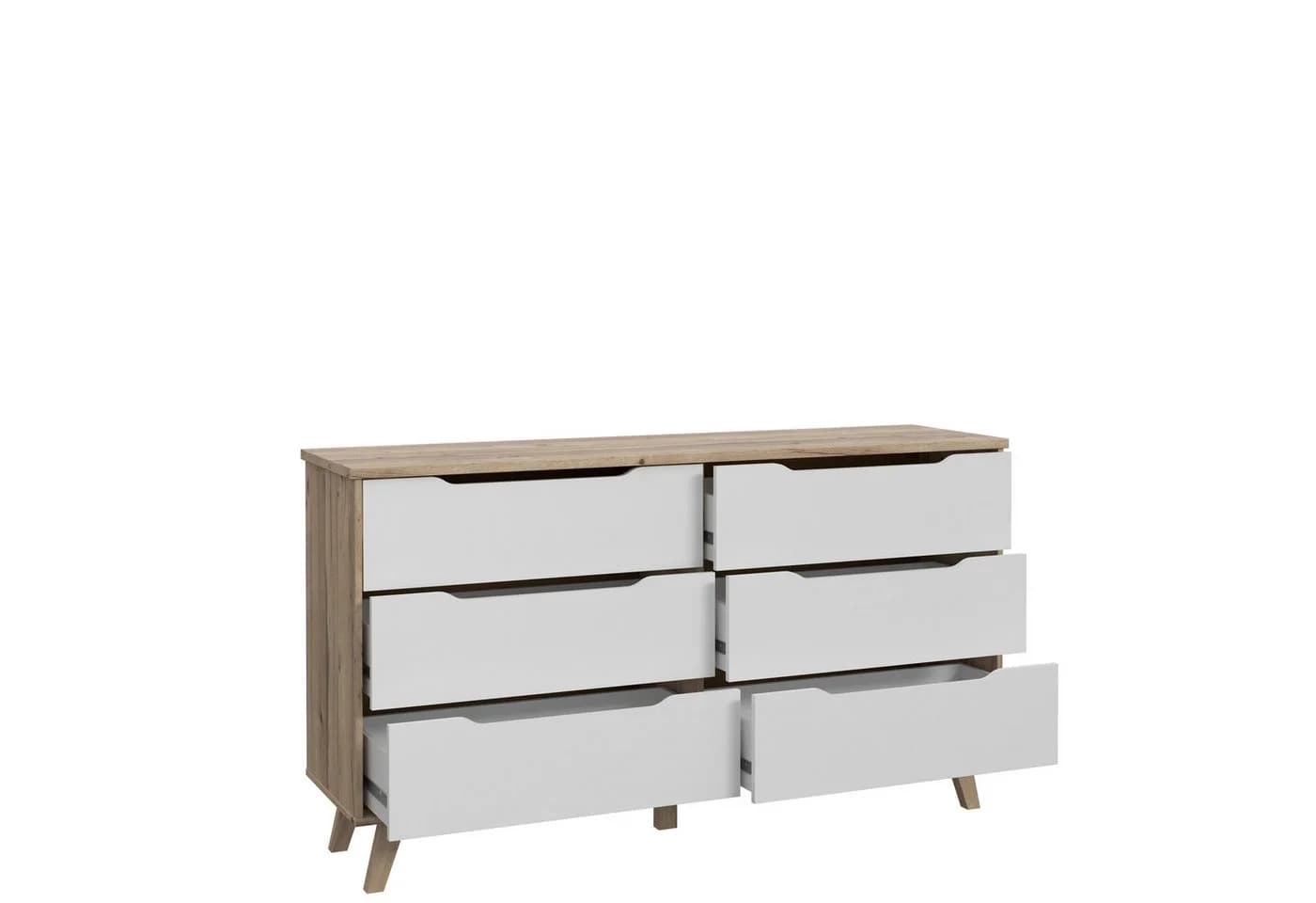 freiraum Sideboard VANKKA 4 Schubladen Planked Eiche Dekor Weiß - Bild 3