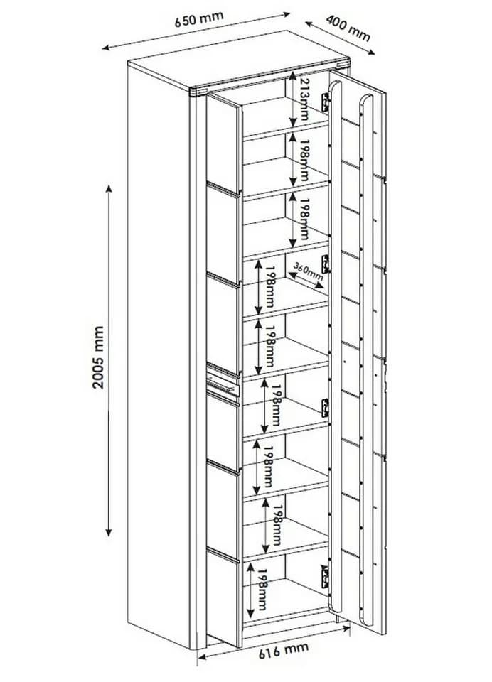 freiraum Garderobenschrank Nature One 2 Türen Kernbuche massiv soft-close - Bild 4