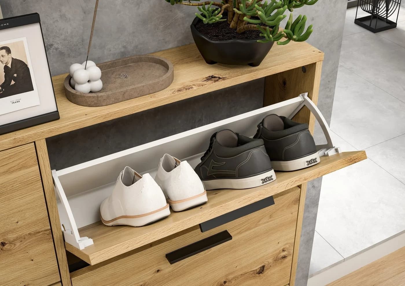 PREISBRECHER Schuhkipper See 3 Klappen Eiche Artisan Dekor - Bild 5