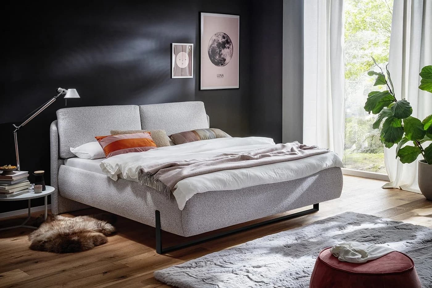 PREISBRECHER Polsterbett Sabetta Hellgrau Modernes Design