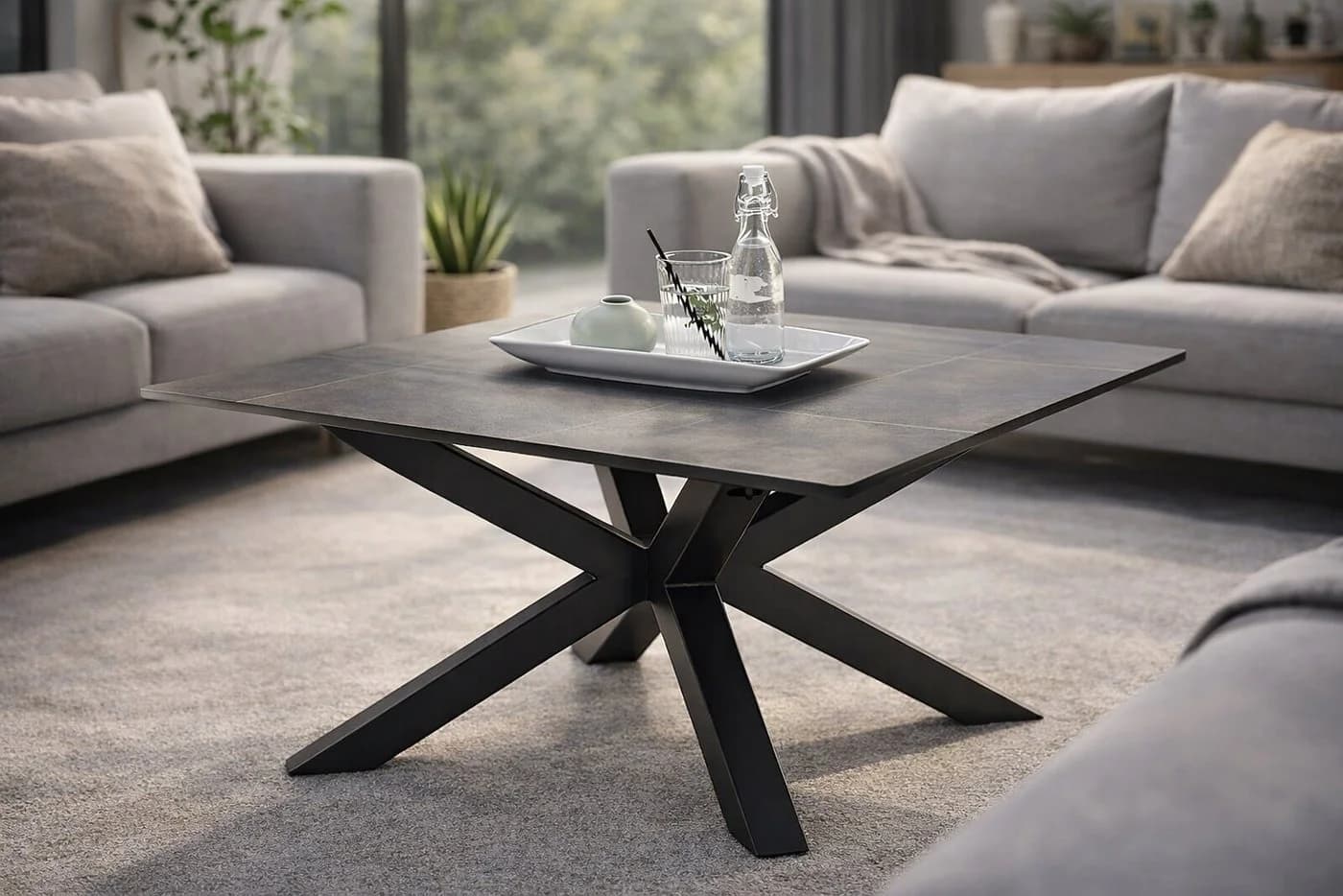 Couchtisch Janin Grau Schwarz Keramik Metall 80x45x80cm - Bild 2