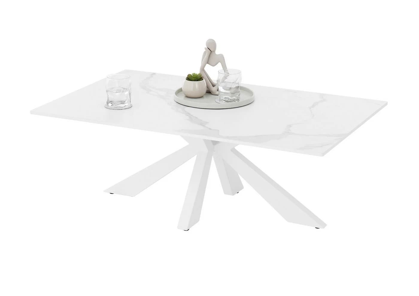 möbelando Couchtisch Noah Weiß Keramik Metall - Bild 5