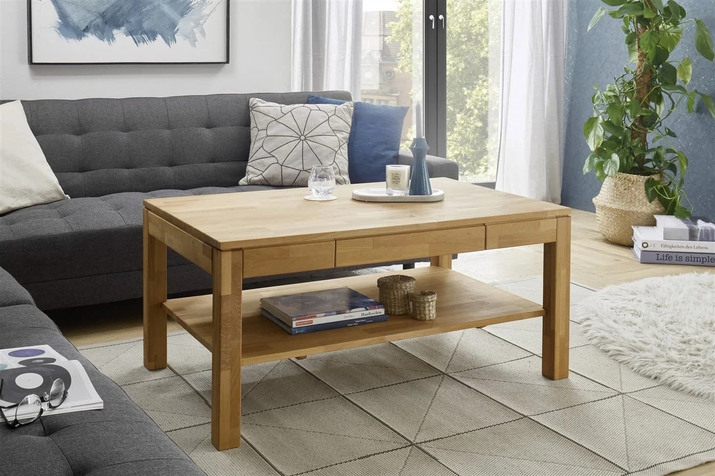 freiraum Couchtisch SALEM Massivholz Kernbuche mit Schublade - Bild 3