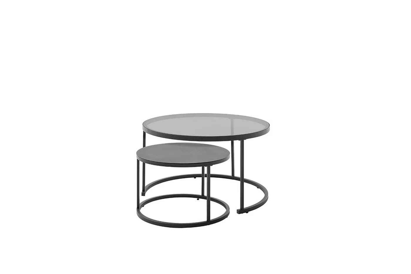 freiraum Satztisch CHESTER (2er-Set) Schwarz Metall/Glas - Bild 2