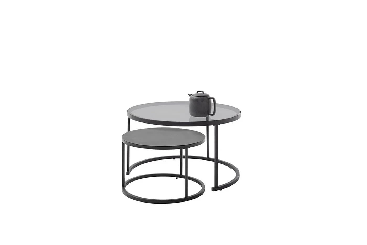freiraum Satztisch CHESTER (2er-Set) Schwarz Metall/Glas - Bild 3