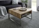 freiraum Couchtisch HILARY mit Glasablage aus massiver Eiche und Metallgestell Bild 1