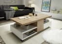 freiraum Couchtisch RENNES mit Stauraum und Rollen MDF Eiche/Weiß Bild 1