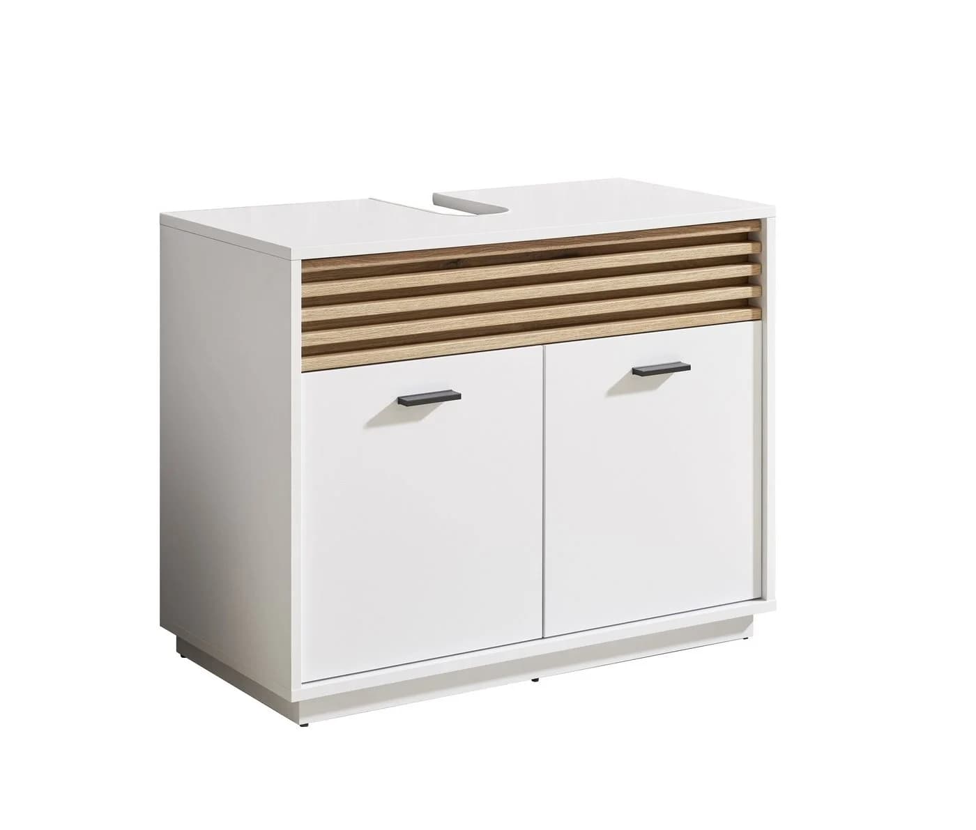 PREISBRECHER Waschbeckenunterschrank Liguria Weiß Eiche Dekor Modern - Bild 2