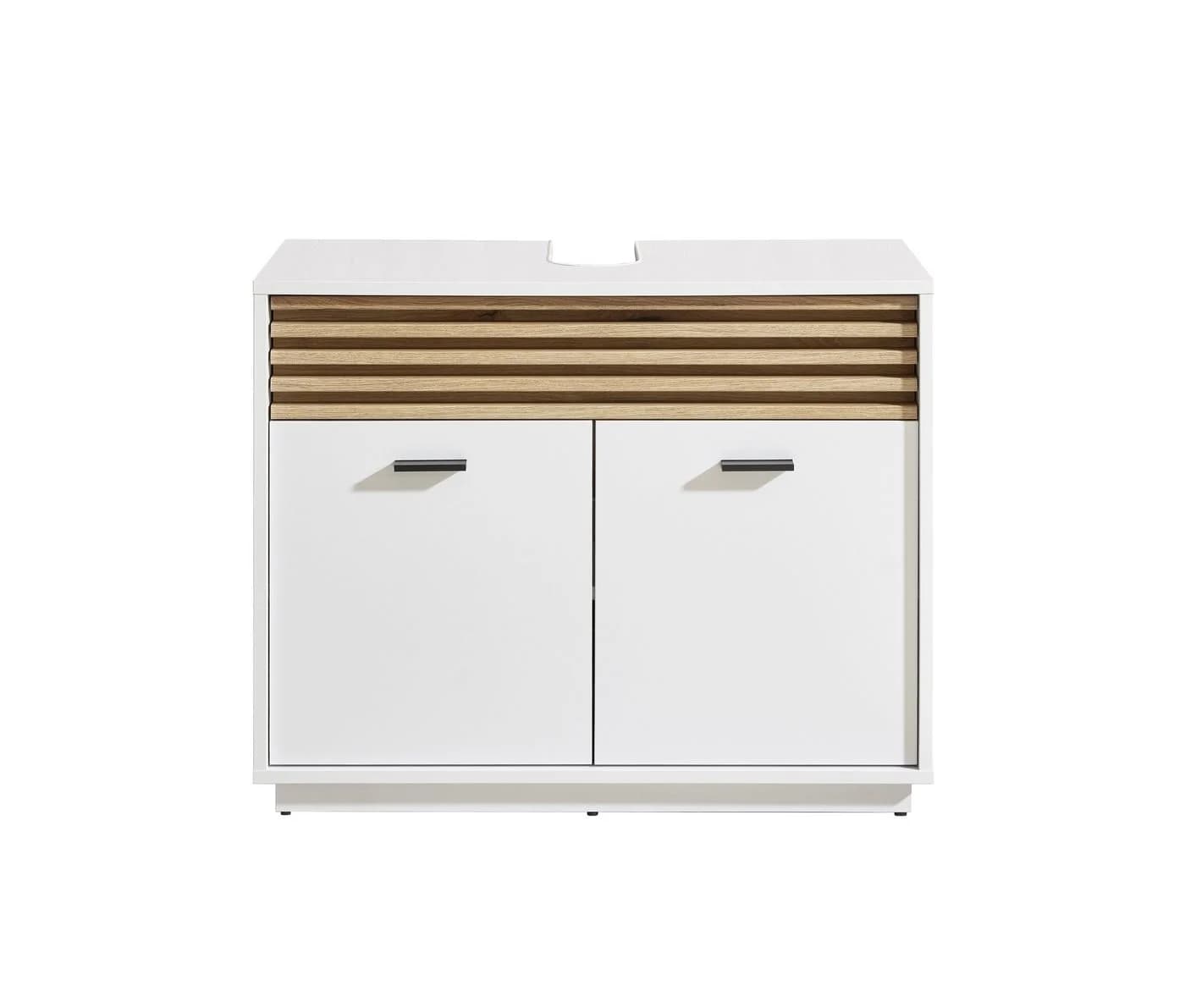 PREISBRECHER Waschbeckenunterschrank Liguria Weiß Eiche Dekor Modern - Bild 3