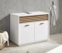 PREISBRECHER Waschbeckenunterschrank Liguria Weiß Eiche Dekor Modern Bild 5