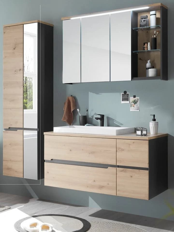 PREISBRECHER Badezimmer-Set Memphis 3-tlg. Grau/Artisan Eiche - Bild 3