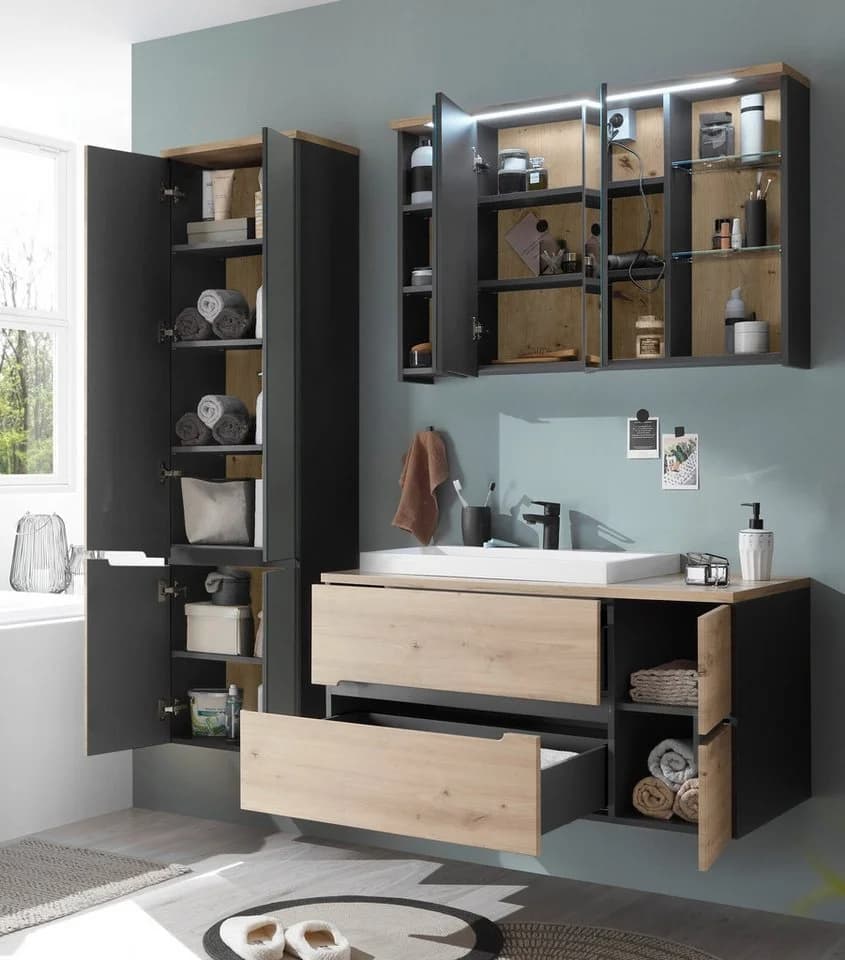 PREISBRECHER Badezimmer-Set Memphis 3-tlg. Grau/Artisan Eiche - Bild 4
