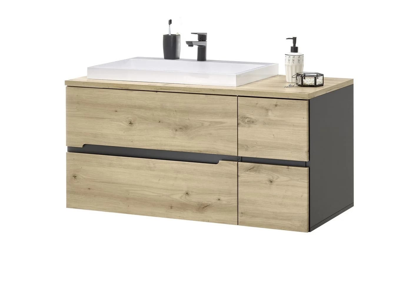 PREISBRECHER Badezimmer-Set Memphis 3-tlg. Grau/Artisan Eiche - Bild 5