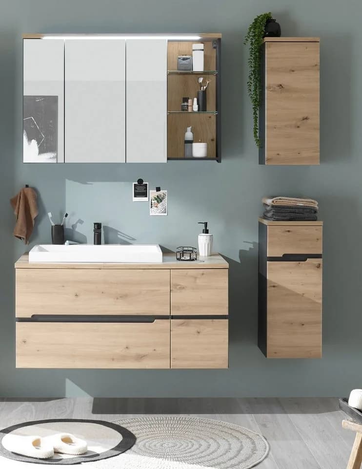 PREISBRECHER Badezimmer-Set Memphis 4-tlg. Grau/Artisan Eiche - Bild 2