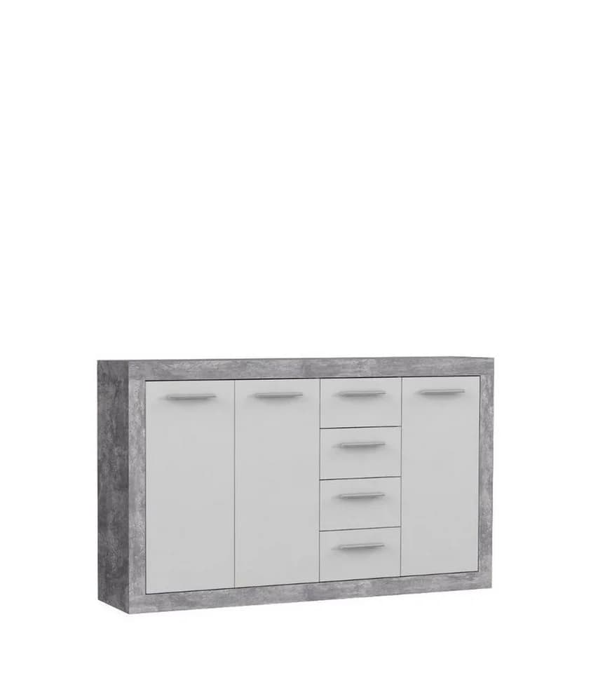 PREISBRECHER Sideboard BACCIO Betonoptik Grau/Weiß - Bild 2