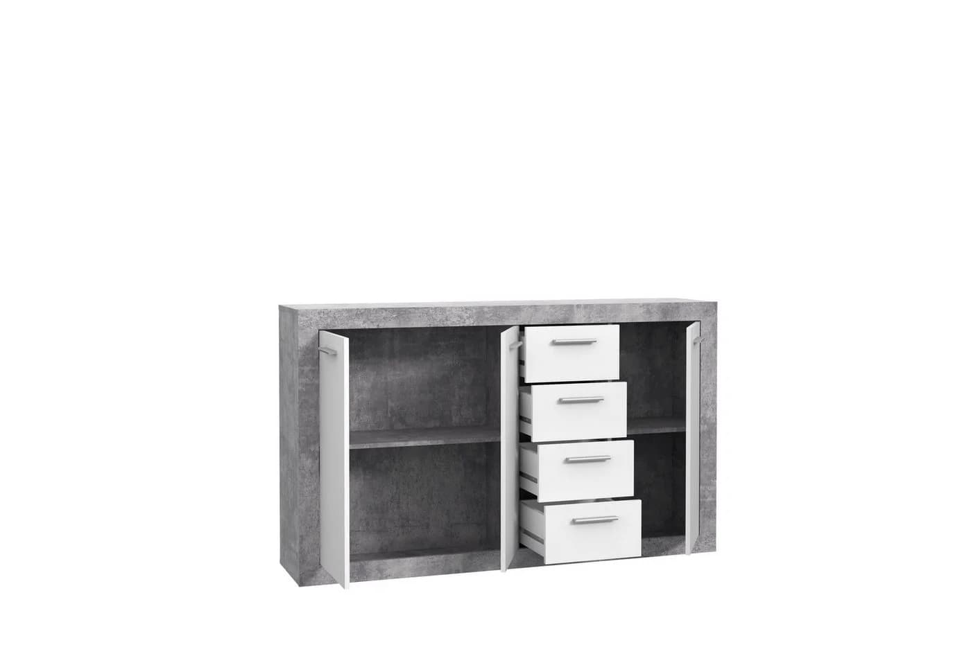 PREISBRECHER Sideboard BACCIO Betonoptik Grau/Weiß - Bild 3