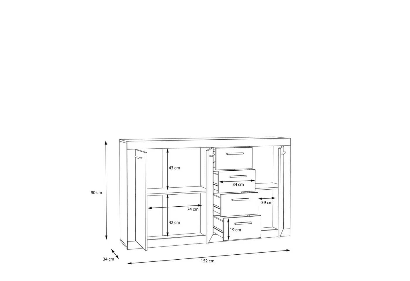 PREISBRECHER Sideboard BACCIO Betonoptik Grau/Weiß - Bild 5