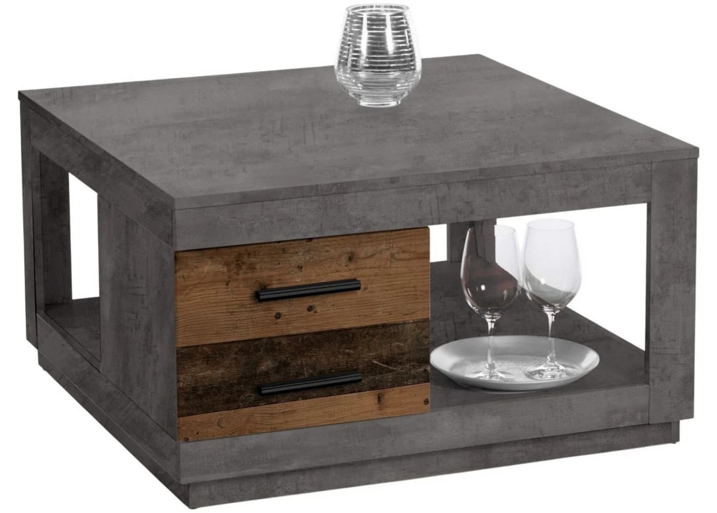 Couchtisch Fulda 2 Schübe betonoxid Old Style 80x45,6x80cm - Bild 4