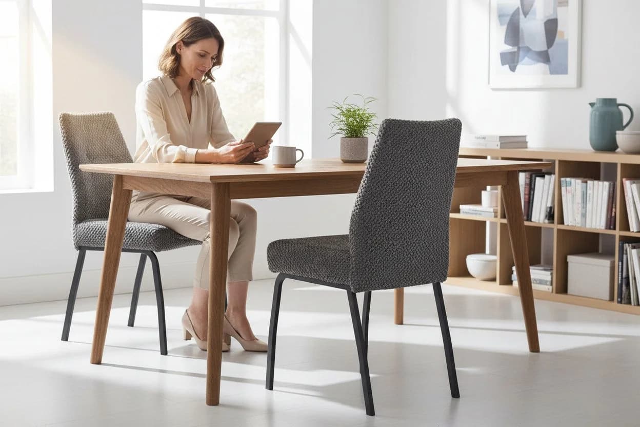 möbelando Esszimmerstuhl Jane 2er Set Federkern grau schwarz - Bild 3