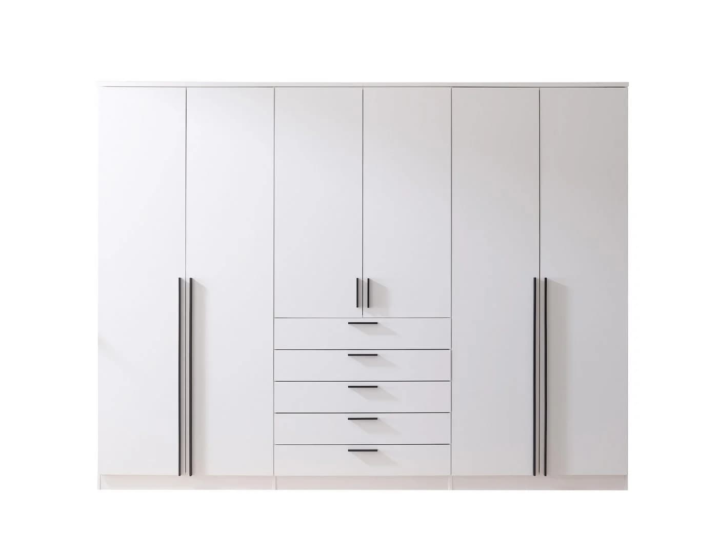 PREISBRECHER Drehtürenschrank Arnis 6 Türen 5 Schubladen Weiß - Bild 4