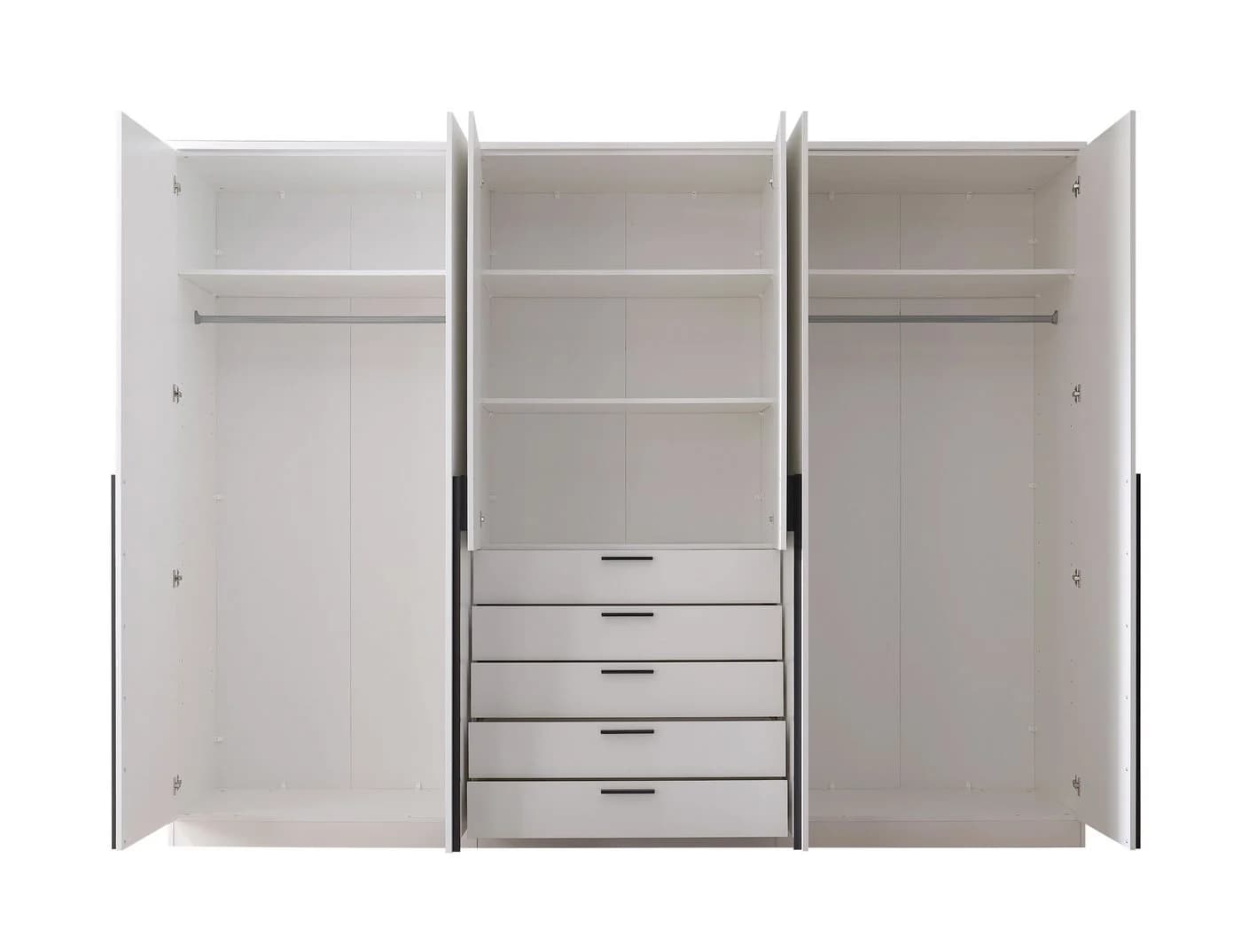 PREISBRECHER Drehtürenschrank Arnis 6 Türen 5 Schubladen Weiß - Bild 5