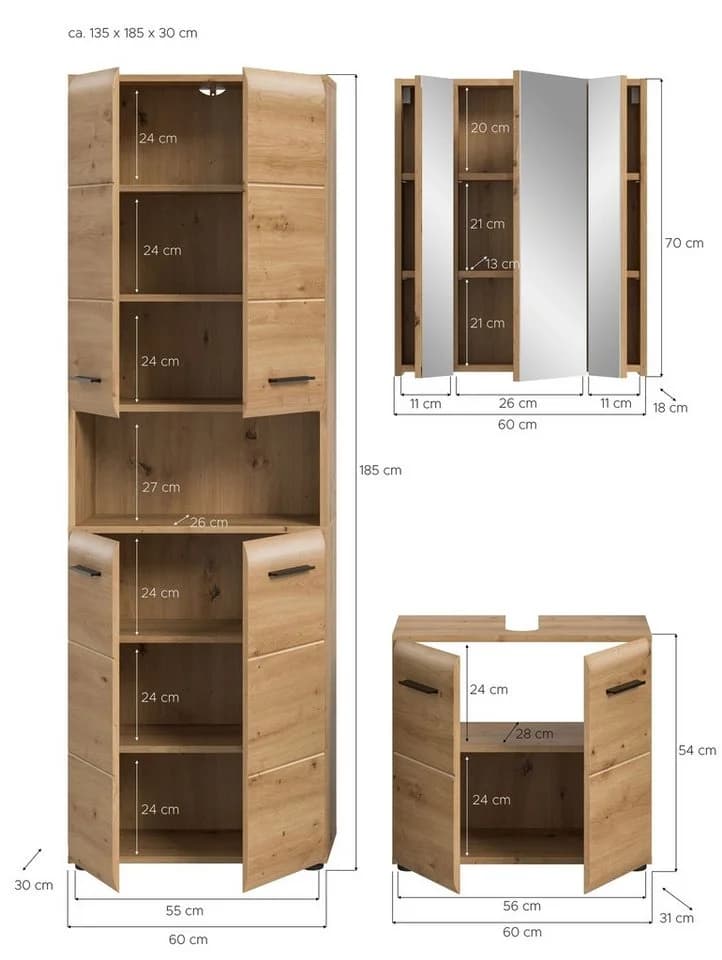 freiraum Badezimmer-Set Ice Artisan Oak 3-teilig - Bild 5