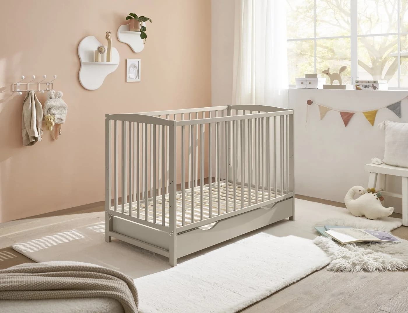 PREISBRECHER Babybett TEFFY Massivholz Kaschmir