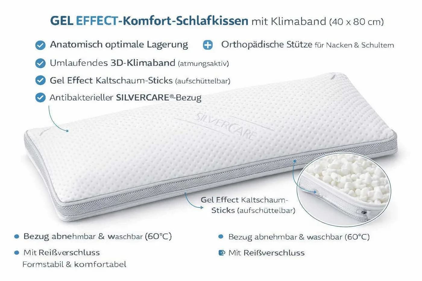 möbelando Kopfkissen Wolkentraum Gel Effect-Schaumstäbchen - Bild 3
