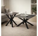 möbelando Couchtisch Janin 2er-Set Keramik Steinoptik Grau Schwarz Bild 1