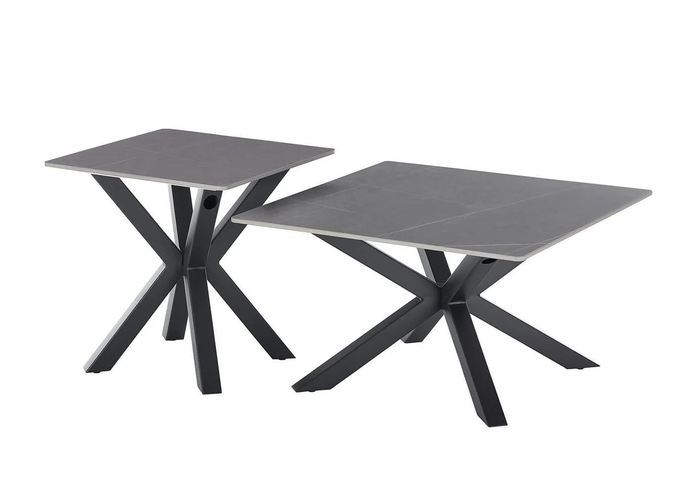 möbelando Couchtisch Janin 2er-Set Keramik Steinoptik Grau Schwarz - Bild 5