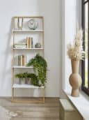 freiraum Badregal Leiter Bambus Weiß 4 Ablagen Bild 4