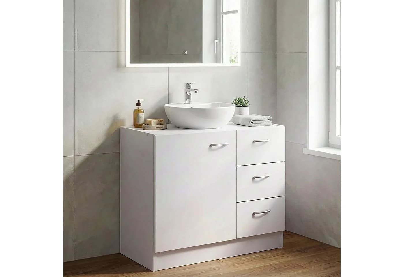 freiraum Waschbeckenunterschrank WL1.345 Weiß mit 3 Schubladen - Bild 3