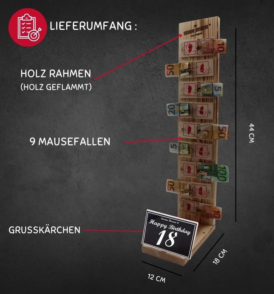 Eiserne Reserve Geschenkbox Happy Birthday 18 - Mausefalle Deluxe Gelb - Bild 4