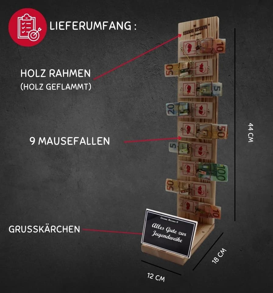 Eiserne Reserve Geschenkbox Jugendweihe Mausefalle Deluxe Holzbraun - Bild 3