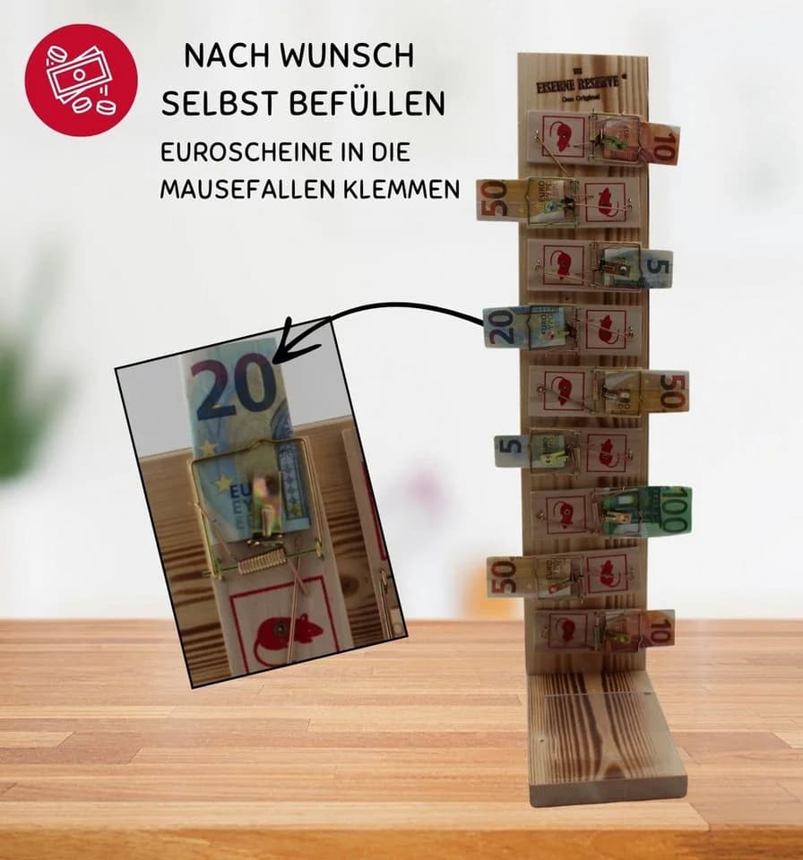 Eiserne Reserve Mausefalle Deluxe 9er Geldgeschenk 18. Geburtstag