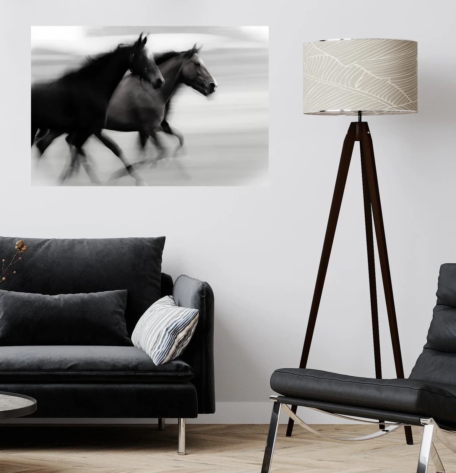 QUEENCE Wandsticker Horses Schwarz Wandtattoo Selbstklebend